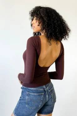 Basic Backless Long Sleeve Top