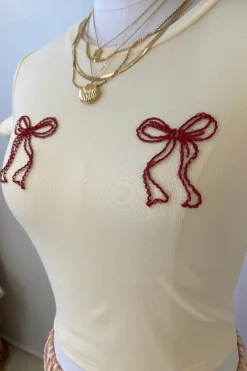 Bow Embroidered Graphic Baby Tee