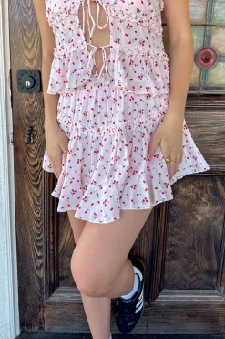 Cherry Print Tiered Mini Skirt