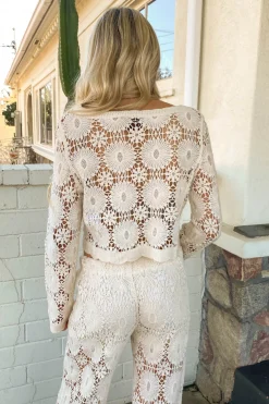 Crochet Front Tie Sweater