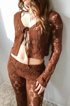 Crochet Front Tie Sweater