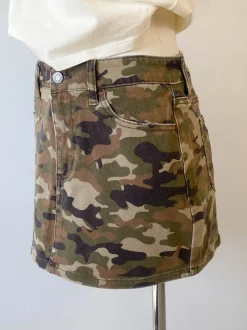 Denim Camo Mini Skirt