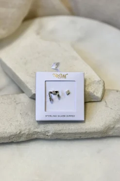 Diamond Stud & Cuff Earring Set