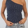 Ditsy Pointelle One Shoulder Top