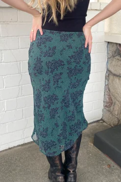 Dotted Floral Midi Skirt