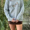 Duck Embroidered Graphic Sweater