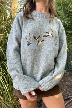 Duck Embroidered Graphic Sweater