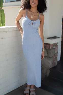 Eyelet Stretch Lace Maxi Dress