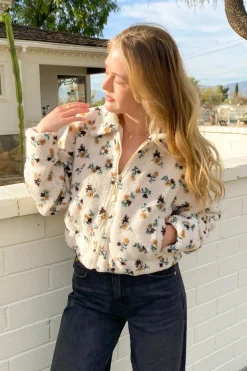 Floral Sherpa Zip Up