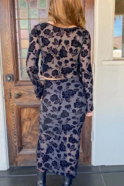 Floral Split Front Mesh Top