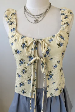 Floral Split Front Peasant Top
