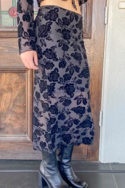 Floral Stretch Lace Midi Skirt