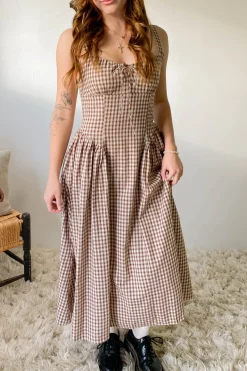 Gingham Corset Midi Dress