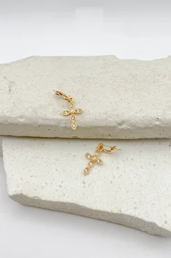 Gold Dipped Cross Earrings