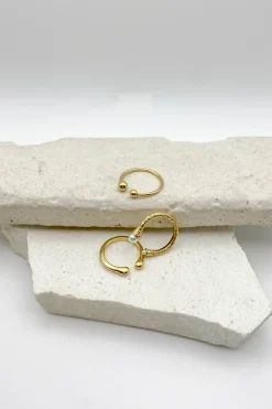 Gold Dipped Pearl & Gold Ring Set