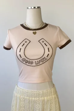 Horseshoe Embroidered Ringer Tee