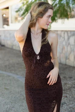 Lace Halter Midi Dress