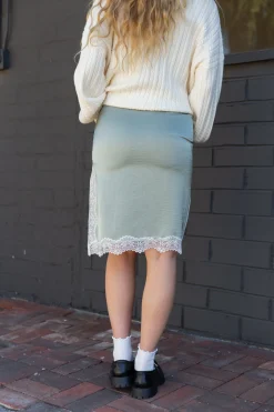 Lace Trim Midi Skirt