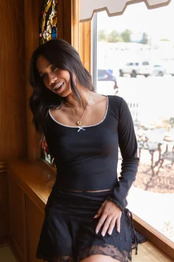 Long Sleeve Pointelle Top