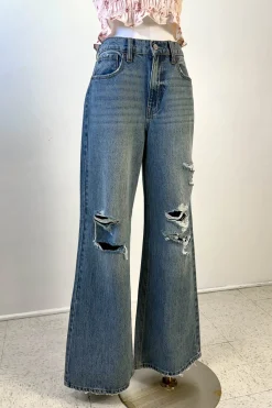 Nectar Premium Denim: The Olivine Wide Leg Distress Jeans