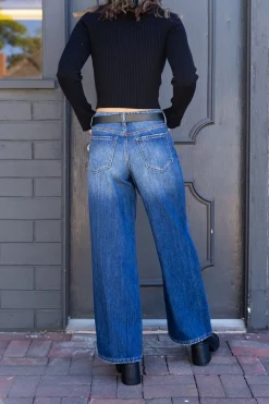 Nectar Premium Denim: The Olivine Wide Leg Dark Wash Jeans
