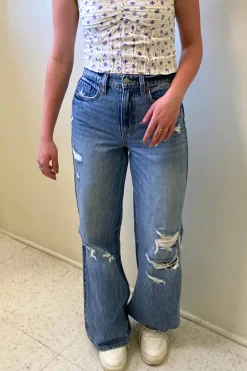 Nectar Premium Denim: The Olivine Distressed Wide Leg Jeans