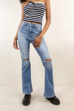 Nectar Premium Denim: The Olivine Distressed Bootcut Jeans