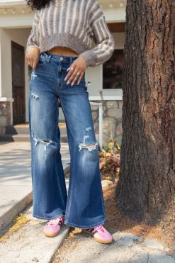 Nectar Premium Denim: The Hazel Distressed Wide Leg Jeans