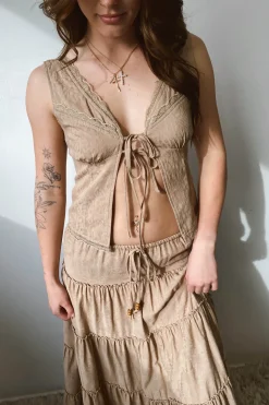 Open Front Tie Top