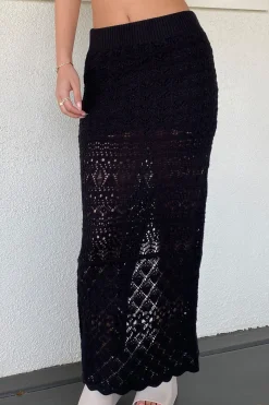 Openwork Knit Maxi Skirt