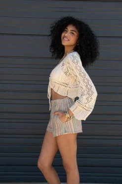 Openwork Long Sleeve Top