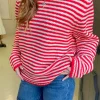 Oversized Crochet Striped Sweater