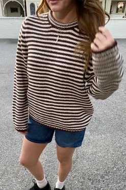 Oversized Crochet Striped Sweater