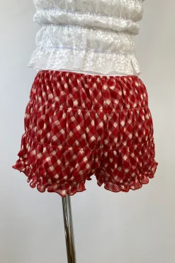 Plaid Stretch Lace Bloomer Shorts