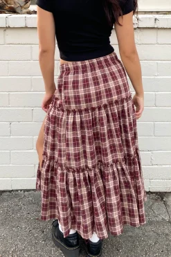 Plaid Tiered Maxi Skirt