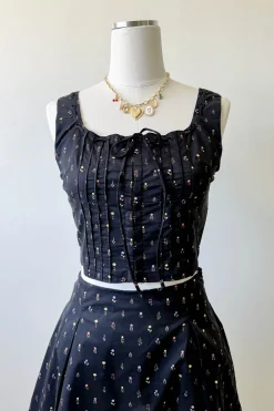 Pleated Floral Corset Top