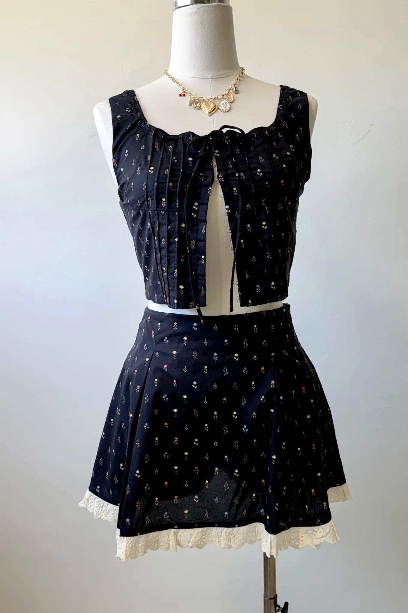 Pleated Floral Corset Top