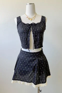 Pleated Floral Corset Top