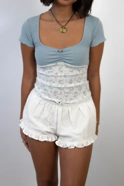 Pointelle & Stretch Lace Top