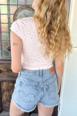 Pointelle Short Sleeve Top
