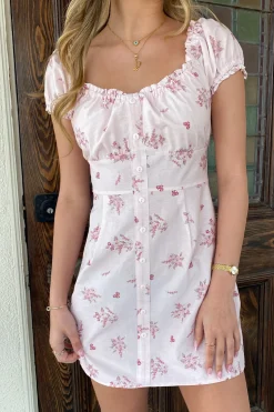Puff Sleeve Button Mini Dress