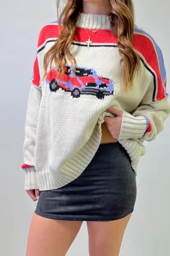 Retro Car Graphic Sweater