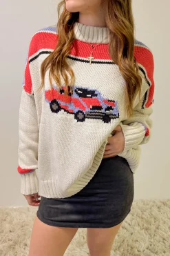 Retro Car Graphic Sweater