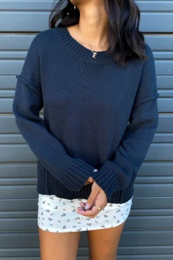 Reverse Stitch Knit Sweater