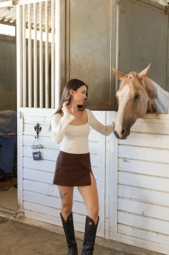 Ribbed Knit Long Sleeve Top