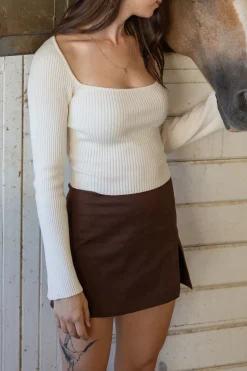 Ribbed Knit Long Sleeve Top