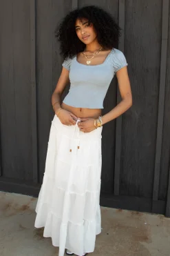 Ribbed Peasant Top