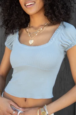 Ribbed Peasant Top