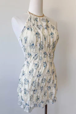 Ruched Floral Halter Dress