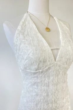 Sequined Stretch Lace Halter Dress